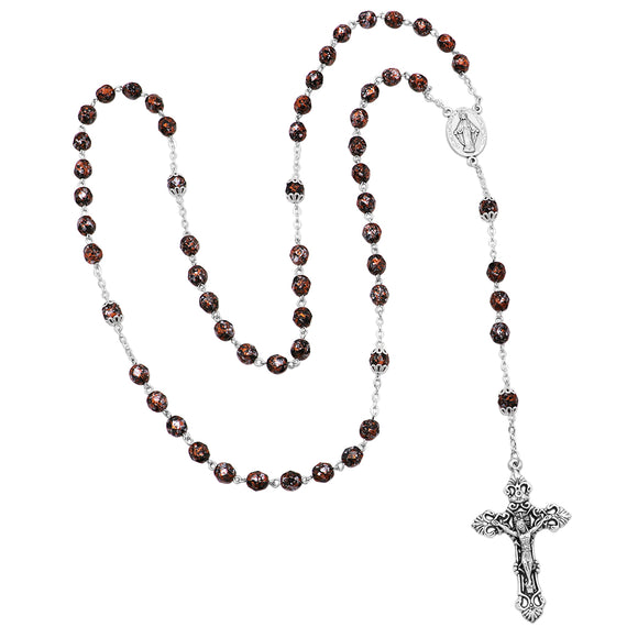 Miraculous Medal Glass Bead Rosary, 22