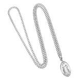 Divine Mercy of Jesus and St Faustina Oval Medal Pendant Necklace, 24"