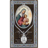 Pewter Saint Medal Pendant On Stainless Steel Necklace with Biography and Picture Folder, 18" (St Anne Patron Saint of Mothers)