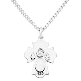 Sterling Silver Small Four Way Cross Confirmation Medal Pendant Necklace, 18"