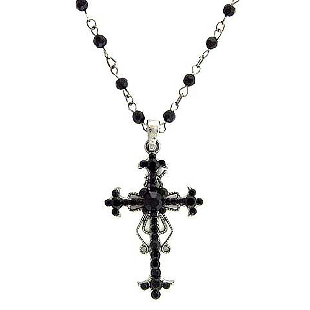 Stunning Vintage Vibes Crystal Rhinestone Christian Cross Pendant Neck