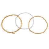 "Blessed" Inspirational Two Tone Stacking Stretch Bracelet Set of 3, 2.25"