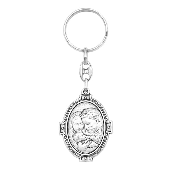 Double Sided Holy Family and St Joseph Classic Keychain