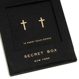 Petite Crystal Cross Religious Stud Earrings (See Available Colors)