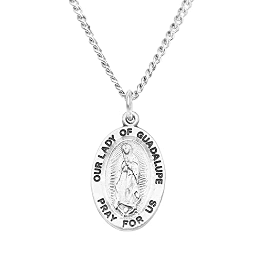 Our Lady Of Guadalupe Pray For Us Medal Pewter Pendant Necklace 18