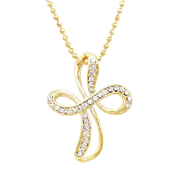 Crystal Infinity Cross Pendant Necklace, 16