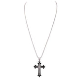 Men's Stainless Steel Gothic Inspired Budded Religious Christian Cross Pendant Necklace, 25"