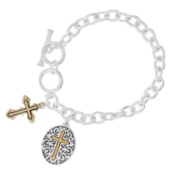 Rosemarie's Religious Gifts Women's Inspirational Religious Charms Toggle Clasp Bracelet, 7.5