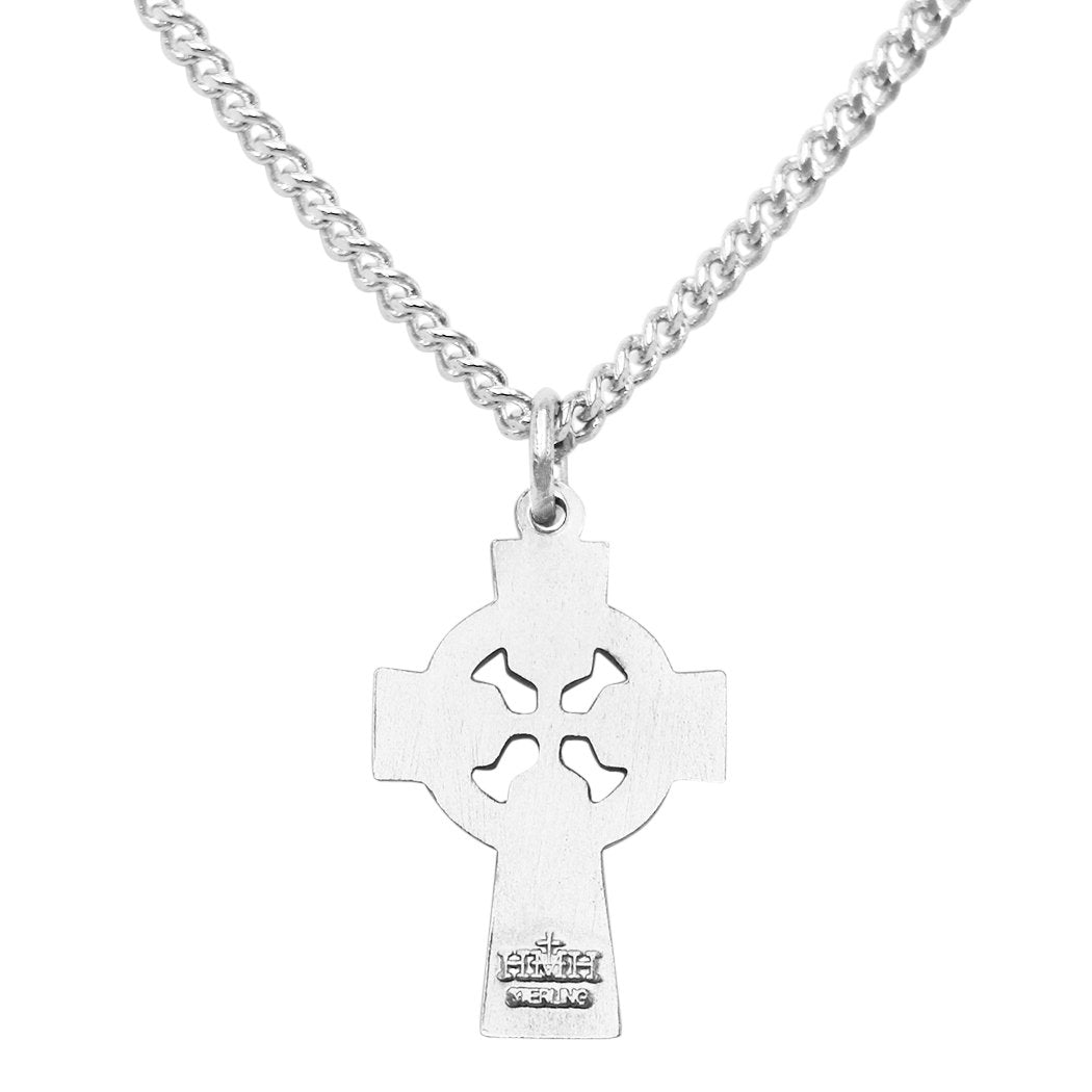 Sterling Silver Small White Celtic Cross Pendant Necklace, 18 ...