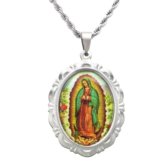 Our Lady of Guadalupe Statement Pendant Necklace, 18