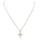 Stunning Premium Cubic Zirconia Crystal Religious Celtic Cross Pendant Necklace, 16"+2" Extender (Gold Tone)