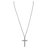 Crystal Accented Black Hematite Christian Cross Pendant Necklace, 28"-31" with 3" Extender