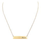 Inspirational Bar Pendant Necklace "Blessed" (Gold Color)