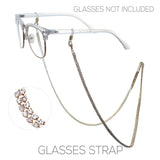 Elegant Crystal Rhinestone Strap Reader Eyeglass Chain Holder Necklace, 28.5"
