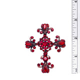 Vintage Vibes Crystal Rhinestone Christian Cross Brooch With Pendant Loop, 2.75 (Red Crystal Copper Tone)