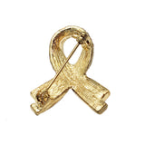 Charming Pink Ribbon Crystal Rhinestone Breast Cancer Awareness Lapel Pin Brooch 1.5" (Gold Tone)