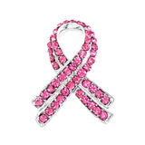 Women's Charming Pink Ribbon Crystal Rhinestone Lapel Pin Brooch 1.5"