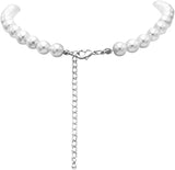 Stunning Simulated Pearl Knotted Strand Necklace With Lobster Clasp (16"+3" Extender, White, Silver Tone, 8MM)