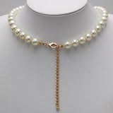 Stunning Simulated Pearl Knotted Strand Necklace With Lobster Clasp (18"+3" Extender, Cream, Gold Tone, 10MM)