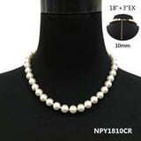 Stunning Simulated Pearl Knotted Strand Necklace With Lobster Clasp (18"+3" Extender, Cream, Gold Tone, 10MM)