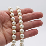 Stunning Simulated Pearl Knotted Strand Necklace With Lobster Clasp (18"+3" Extender, Cream, Gold Tone, 10MM)