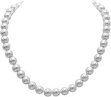 Stunning Simulated Pearl Knotted Strand Necklace With Lobster Clasp (18"+3" Extender, Cream, Gold Tone, 10MM)