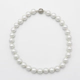 Timeless Classic Simulated Pearls Knotted Strand Necklace With Easy Connect Clasp (12mm, 16", White Silver Tone)