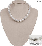 Timeless Classic Simulated Pearls Knotted Strand Necklace With Easy Connect Clasp (12mm, 16", White Silver Tone)