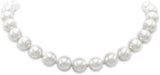 Timeless Classic Simulated Pearls Knotted Strand Necklace With Easy Connect Clasp (12mm, 16", White Silver Tone)