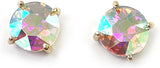 Timeless Classic Crystal Stud Earrings With Hypoallergenic Sterling Silver Post Backs, 12mm (AB Gold Tone)