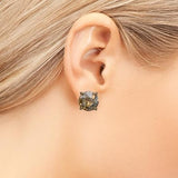 Timeless Classic Colorful AB Crystal Stud Earrings With Hypoallergenic Sterling Silver Post Backs, 0.55" (Light AB Topaz Gold Tone)