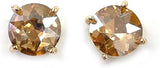 Timeless Classic Colorful AB Crystal Stud Earrings With Hypoallergenic Sterling Silver Post Backs, 0.55" (Light AB Topaz Gold Tone)