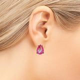Timeless Classic Colorful AB Crystal Stud Earrings With Hypoallergenic Sterling Silver Post Backs, 0.55" (Neon Fuchsia Pink Gold Tone)