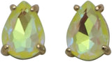 Timeless Classic Colorful AB Crystal Teardrop Stud Earrings With Hypoallergenic Sterling Silver Post Backs, 0.55" (Neon Yellow Gold Tone)