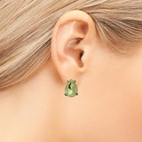 Timeless Classic Colorful AB Crystal Teardrop Stud Earrings With Hypoallergenic Sterling Silver Post Backs, 0.55" (Neon Yellow Gold Tone)