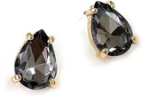 Timeless Classic Colorful AB Crystal Stud Earrings With Hypoallergenic Sterling Silver Post Backs, 0.55" (Black Diamond Gold Tone)