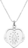 Sterling Silver Light Green Enameled Heart Shape Miraculous Medal of Mary Pendant Necklace, 20" MADE IN THE USA