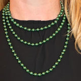 Stunning Simulated Pearl Knotted Long Endless Strand Necklace (60", Green, 8mm)