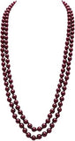 Stunning Simulated Pearl Knotted Long Endless Strand Necklace (60", Burgundy, 8mm)