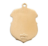 16K Yellow Gold Layered Saint Michael Police Badge Pendant Necklace, 20"
