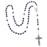 Miraculous Medal Glass Bead Rosary, 22" (Cobalt Blue)
