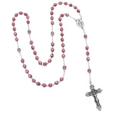 Miraculous Medal Glass Bead Rosary, 22" (Rose)