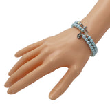 Women's 5-Decade Spiral Wrap Rosary Bracelet, Light Blue Imitation Pearl Bead