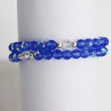 5-Decade Spiral Wrap Rosary Bracelet (Blue Aurora Borealis Bead)