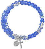 5-Decade Spiral Wrap Rosary Bracelet (Blue Aurora Borealis Bead)