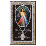 Divine Mercy of Jesus and St Faustina Oval Medal Pendant Necklace, 24"