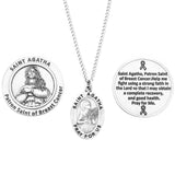 Pewter Saint Medal Pendant Necklace and 2 Religious Pocket Tokens (St Agatha)
