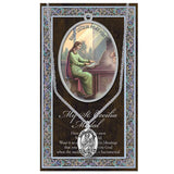 Pewter Saint Medal Pendant On Stainless Steel Necklace with Biography and Picture Folder, 18" (St Cecilia Patron Saint of Musicians)