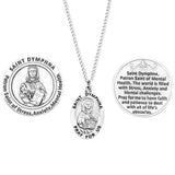 Pewter Saint Medal Pendant Necklace and 2 Religious Pocket Tokens (St Dymphna)