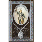Pewter Saint Medal Pendant On Stainless Steel Necklace with Biography and Picture Folder, 18" (St Joan of Arc)